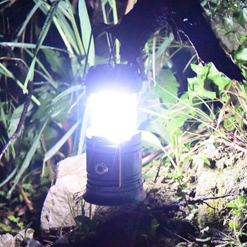 Solar LED Camping Lantern Handheld Flashlight Waterproof Emergency Light
