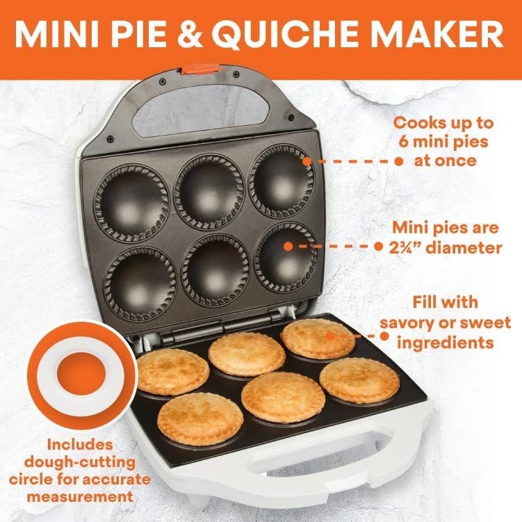 Non-Stick Mini Pie Maker 6 Quiches 350W Fall Baking Dough Circle Tool