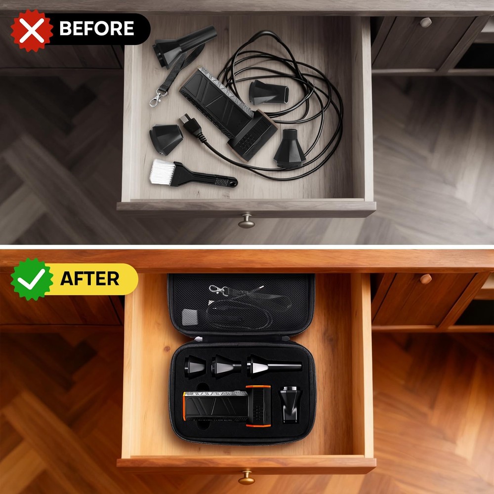 Travel Case with WOLFBOX MF50 Compressed Duster - Custom Foam Organizer for B...