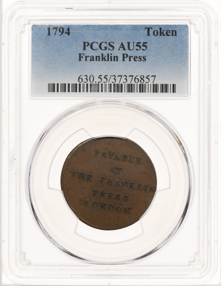 1794 Franklin Press Token PCGS AU55 Copper