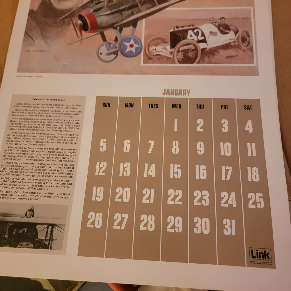 TWO (1981 & 1986) Trainer Flight Simulator by Singer Co. Annual Calendars PLUS !