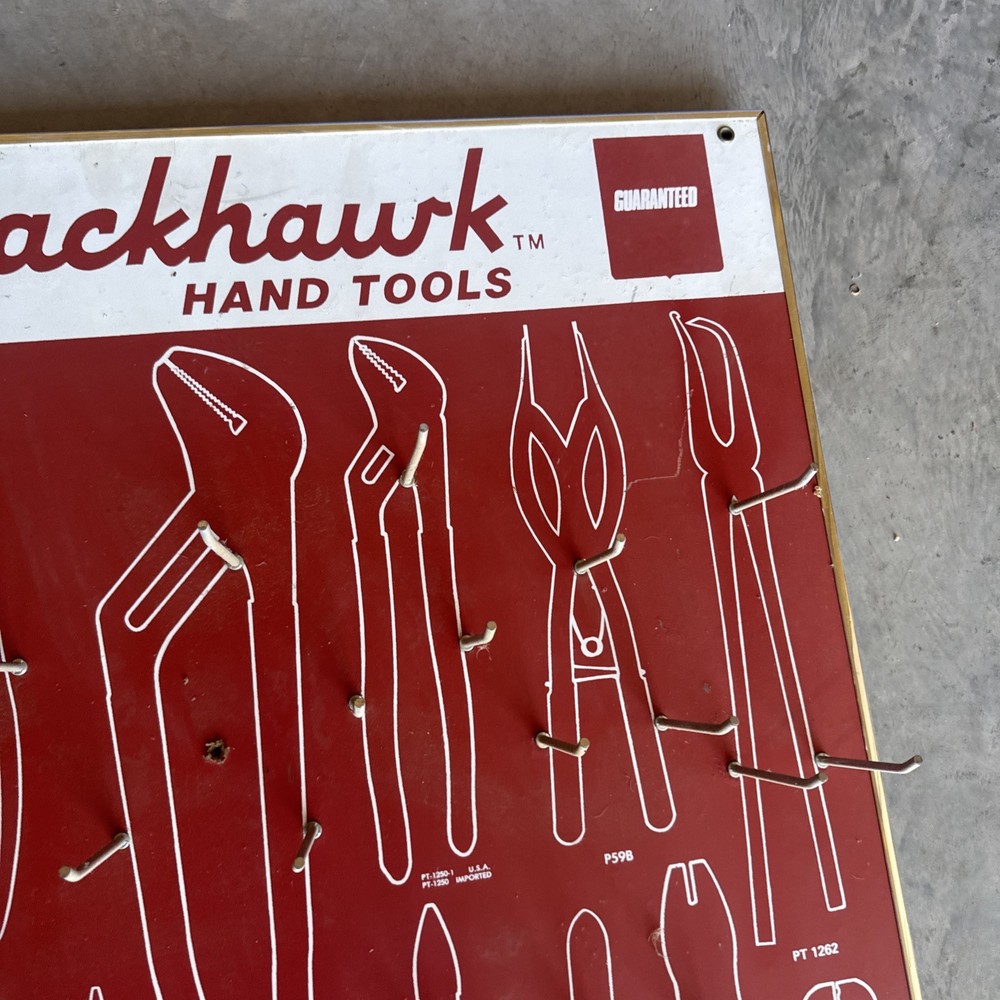 Vintage Black Hawk Hand Tools Display Advertisement Board DBD-6