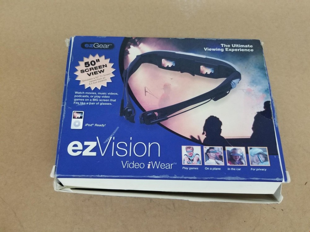 ezVision Video iWear Simulates 50" Screen View Boxed With Instructions. Shelf E4