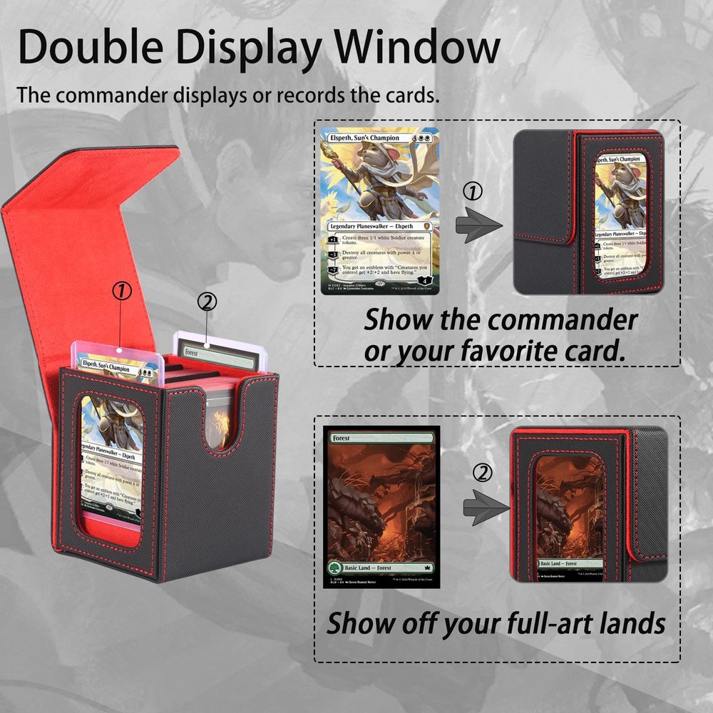 Stepane MTG Deck Box, Double Display 120+-With Windows, Black/Grey