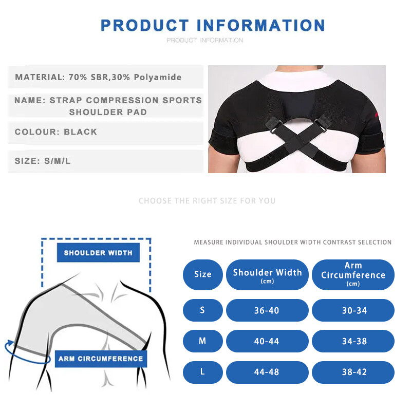 Compression Double Shoulder Brace Torn Rotator Cuff Pain Relief Support Straps