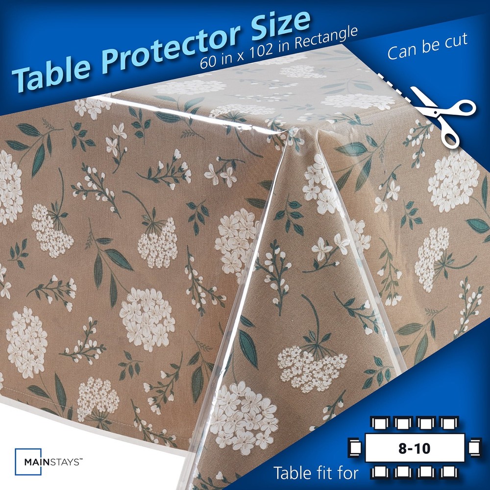 Mainstays Clear PEVA Table Protector 60" x 102" Rectangle