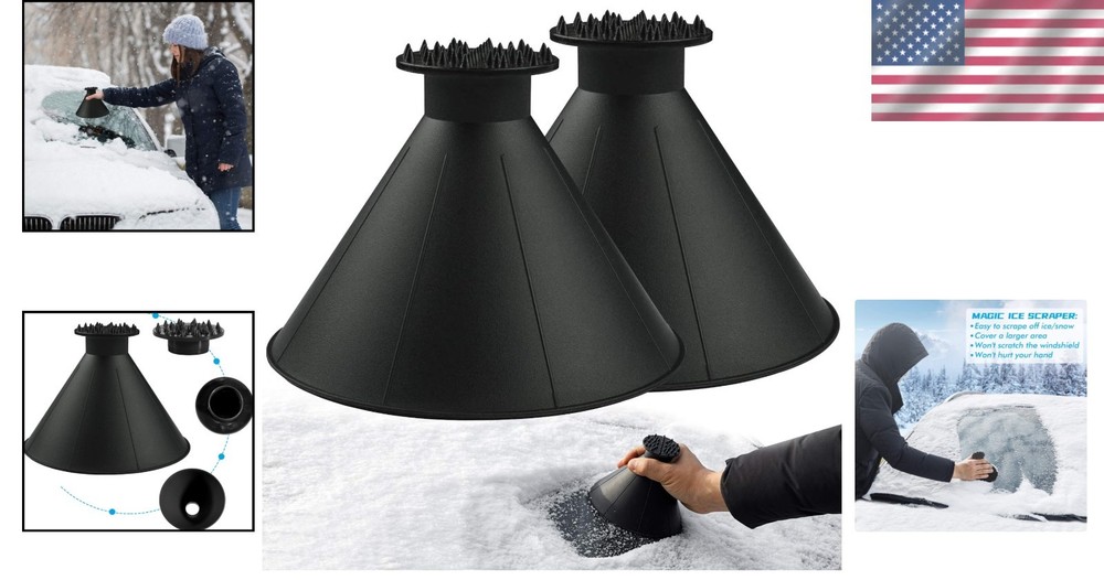 2 Pack Magical Ice Scrapers for Windshield - Effortless Snow Removal Tools