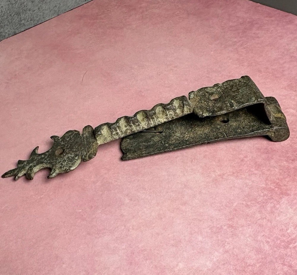 Great 18th Century Blacksmith-Forged Wrought Iron Hinge