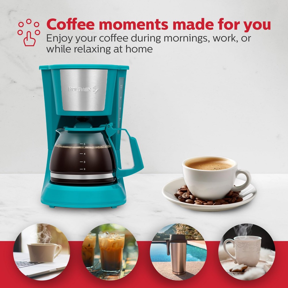 5 Cup Drip Coffee Maker – Compact and User-Friendly with Auto Pause & Serve, ...