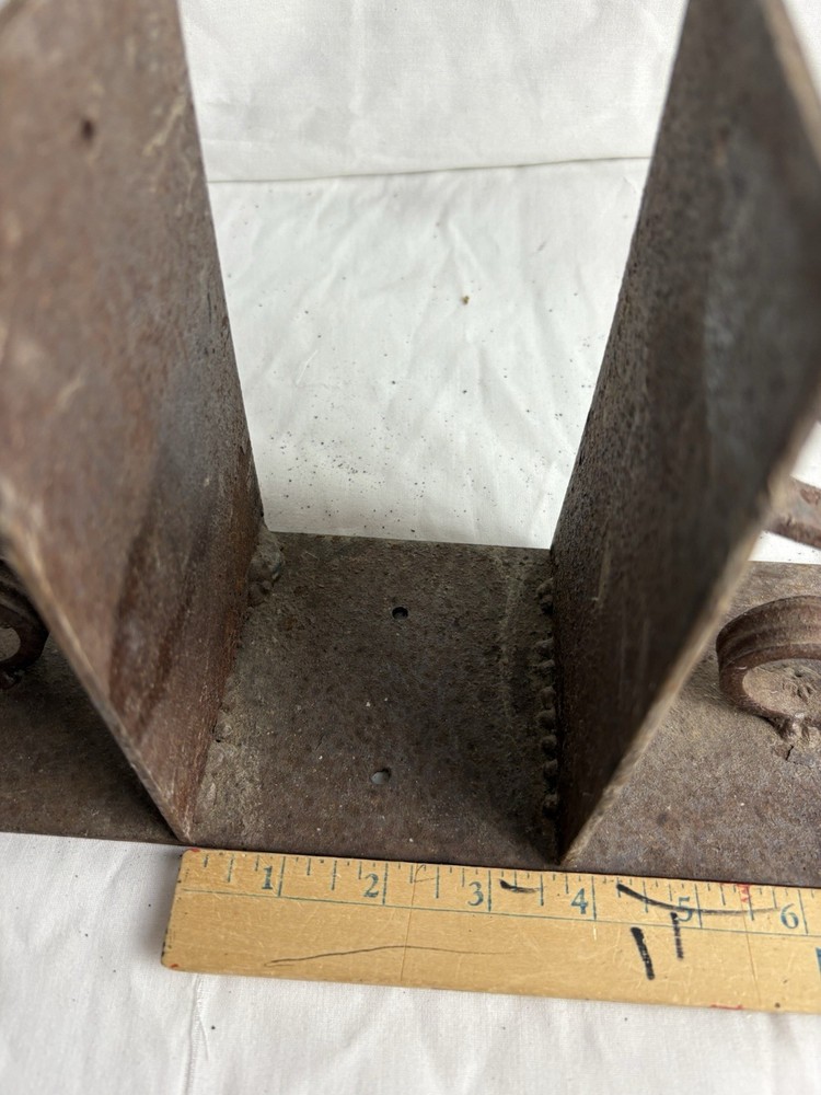 Antique Cast Iron Double Scroll Post Base / Topper Bracket 3.5” Post Opening