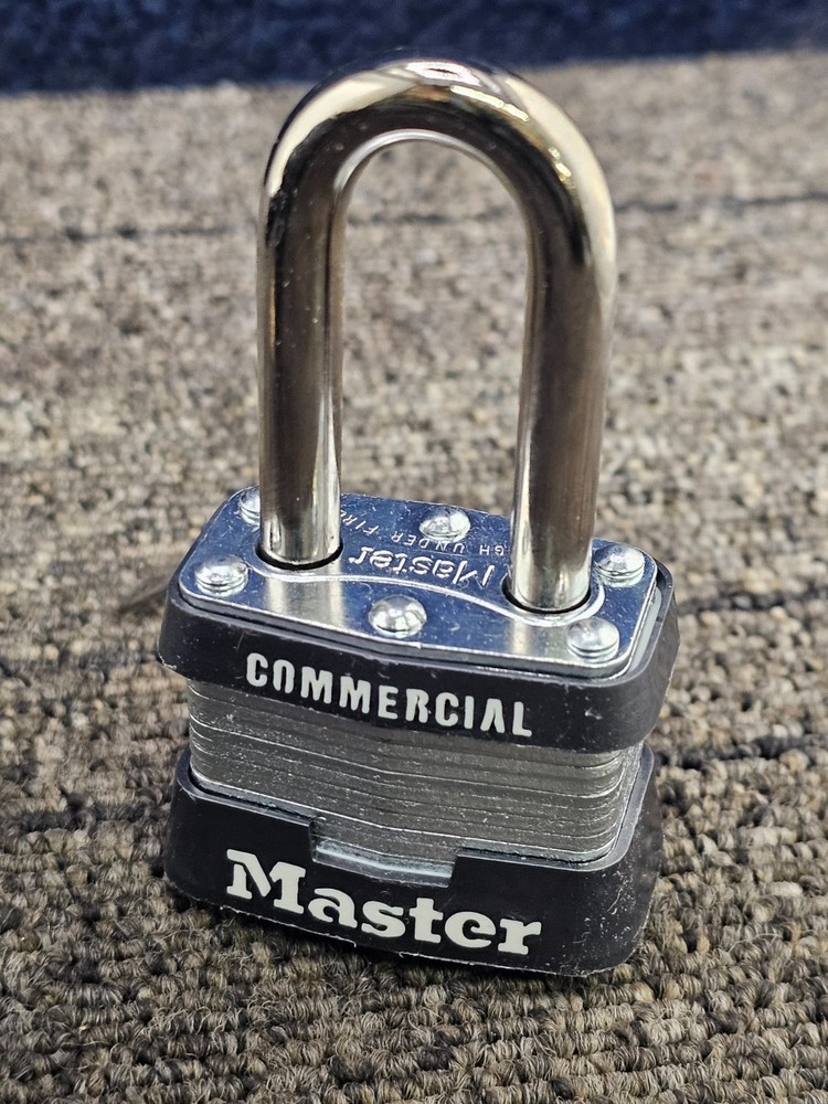 (QTY 2) Master Lock 3KALF: Padlock Keyed Alike Long Shackle Rectangular Steel