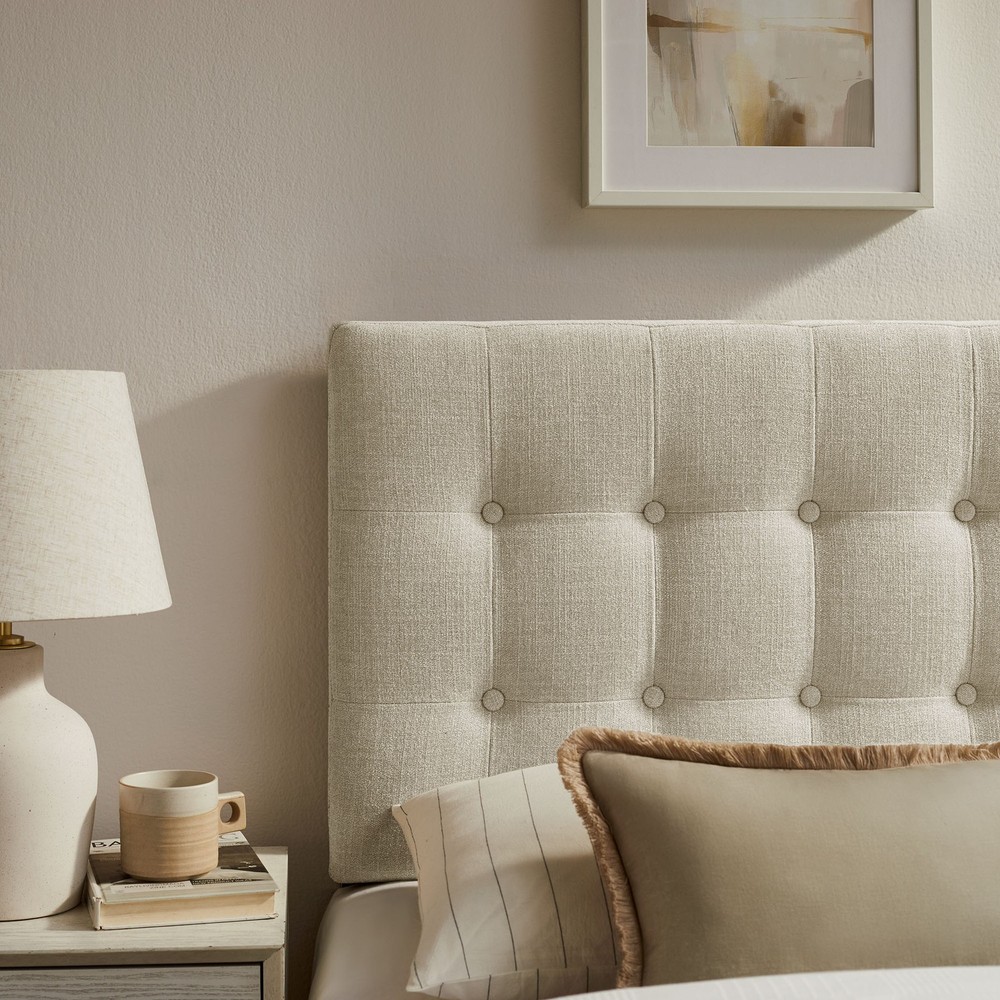 Emily Fabric Upholstered Twin Size Headboard in Linen