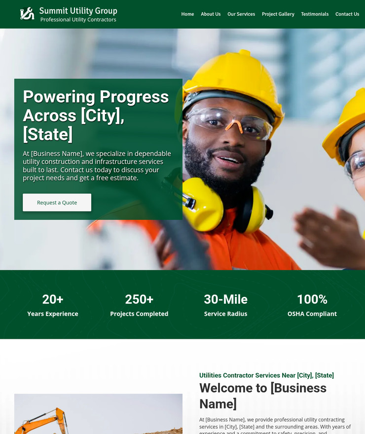Utilities Contractor Customized Business Website *SEE FULL DESCRIPTION*