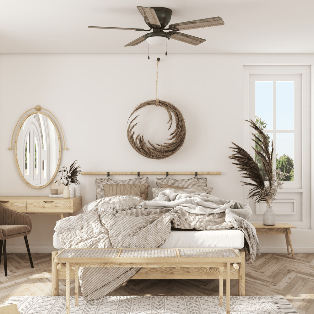 52" Black Traditional Indoor Ceiling Fan with Light