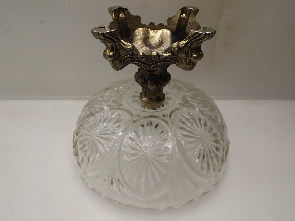 Vintage Bronze Bottom Glass Bowl