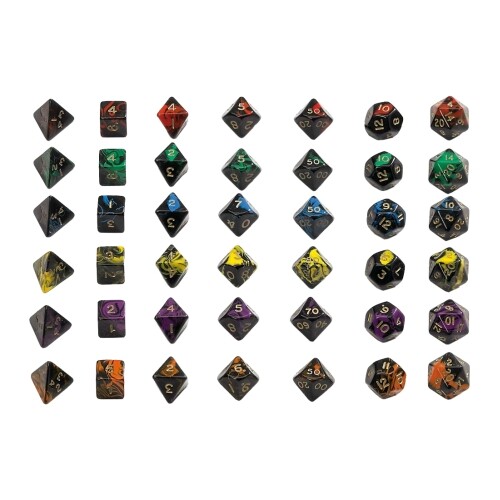 Dice Set - Different Sides - Yellow - Oblivion - 7 Piece