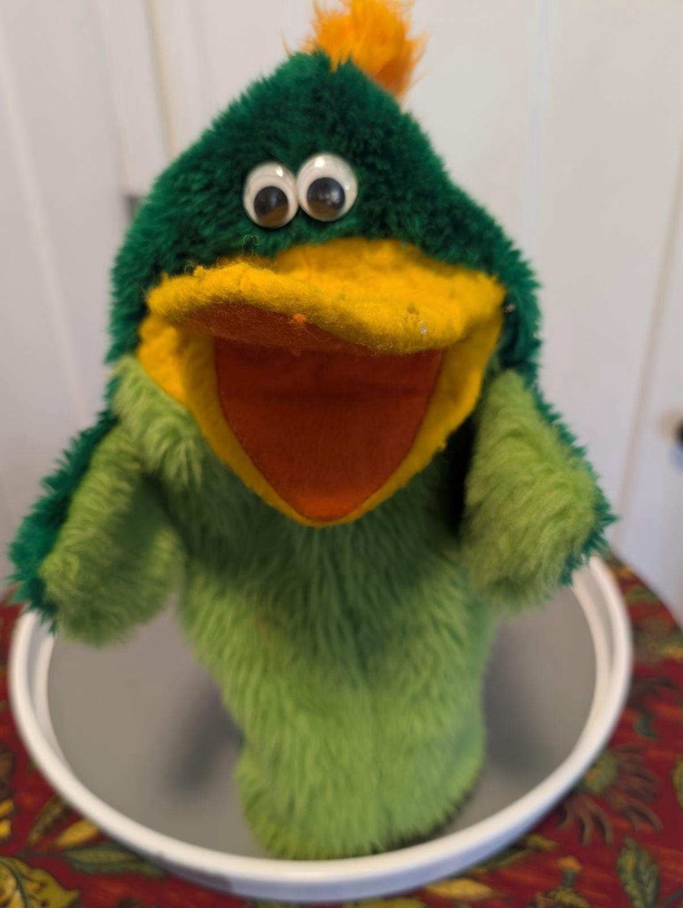 Vintage  Duck Hand Puppet Green