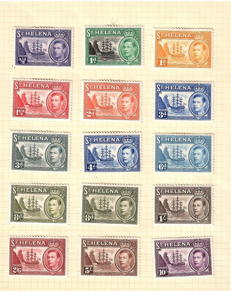 St Helena 1938 definitive set incl. 8d shade mint