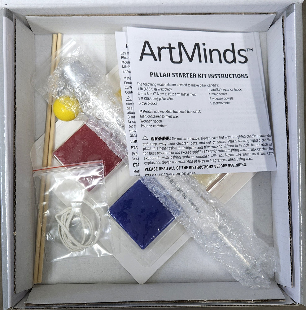 Pillar Candle Starter Kit, 11pc Set, Vanilla Scented, Colored Dye Blocks