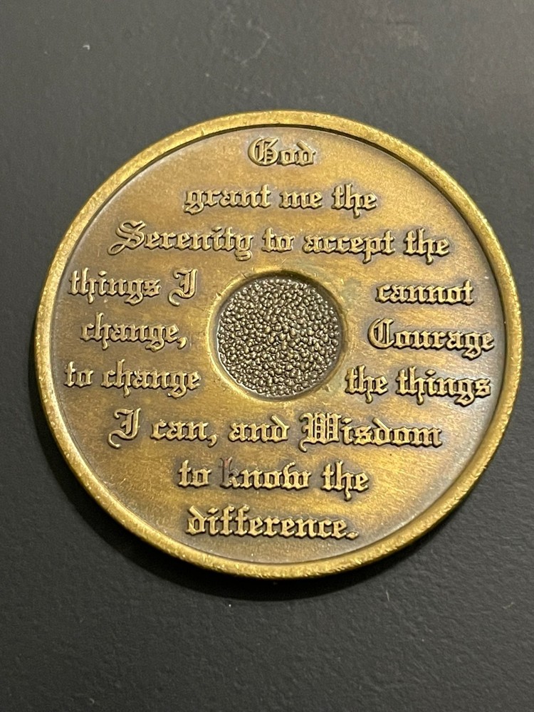 3-month bronze Alcoholics Anonymous (AA) sobriety medallion