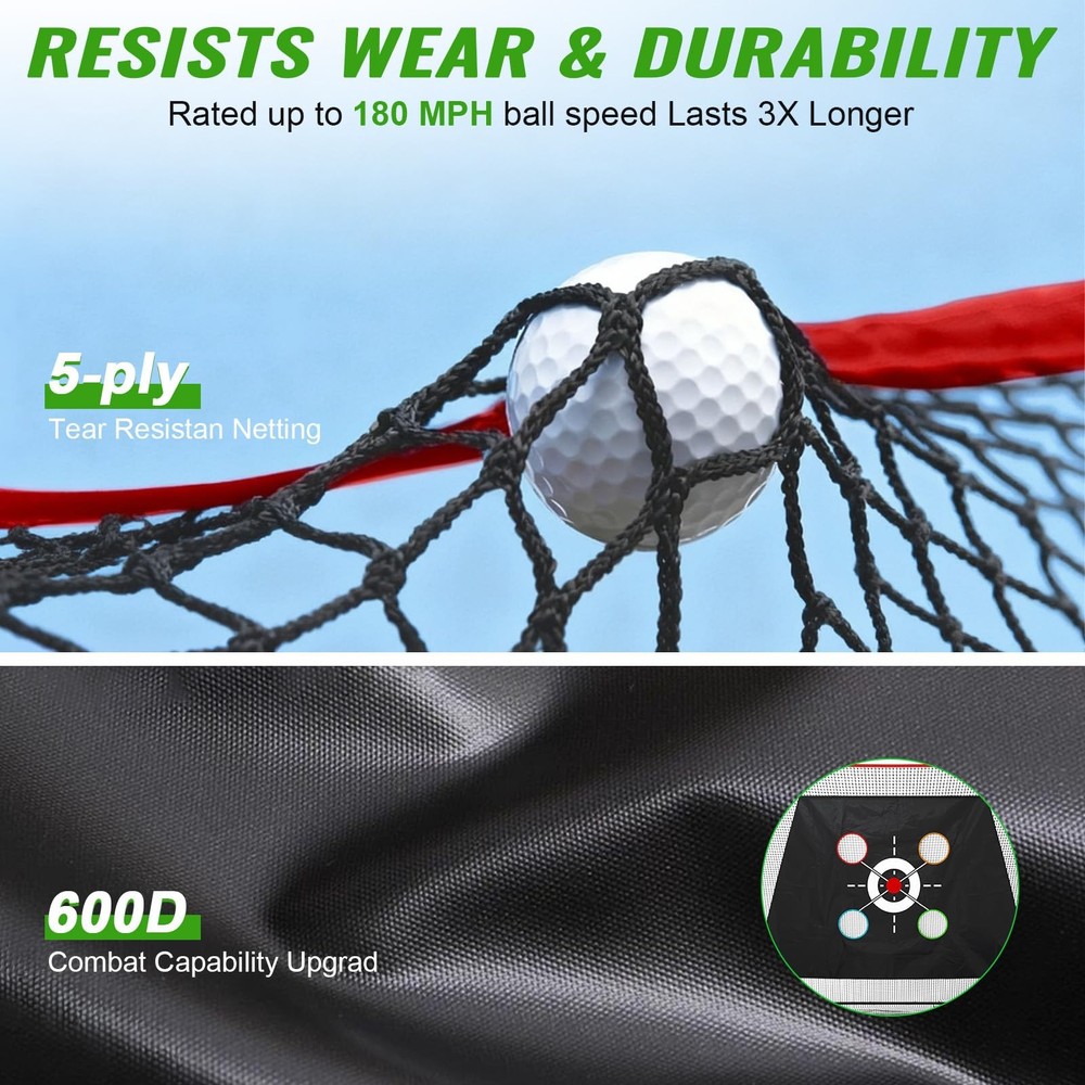 Golf Hitting Net 10x7FT with Mat & Target - Professional Training for Backyard