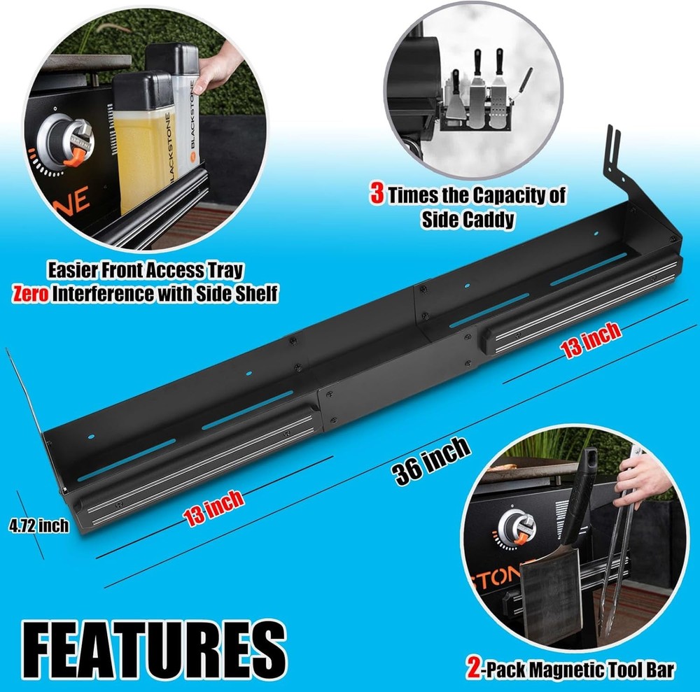 Front Griddle Caddy with 2-Pack Magnetic Tool Holders for Blackstone 36 inch