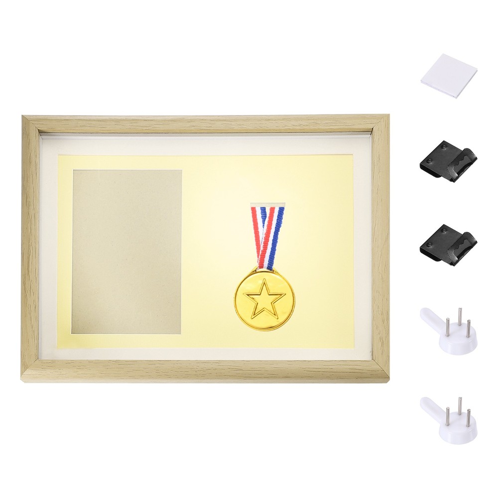 13x9" Horizontal Shadow Box Frame with Push Pins 1 Adhesive, White