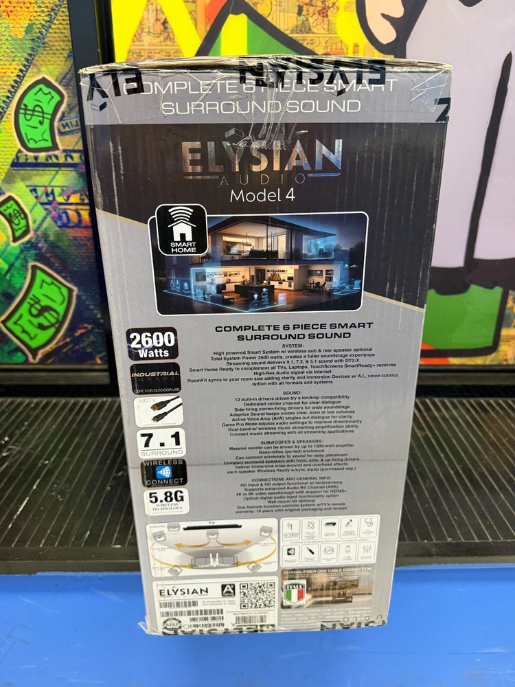 Elysian Audio Model 4 7.1 Smart Wireless Bluetooth Speaker System 2600W Black