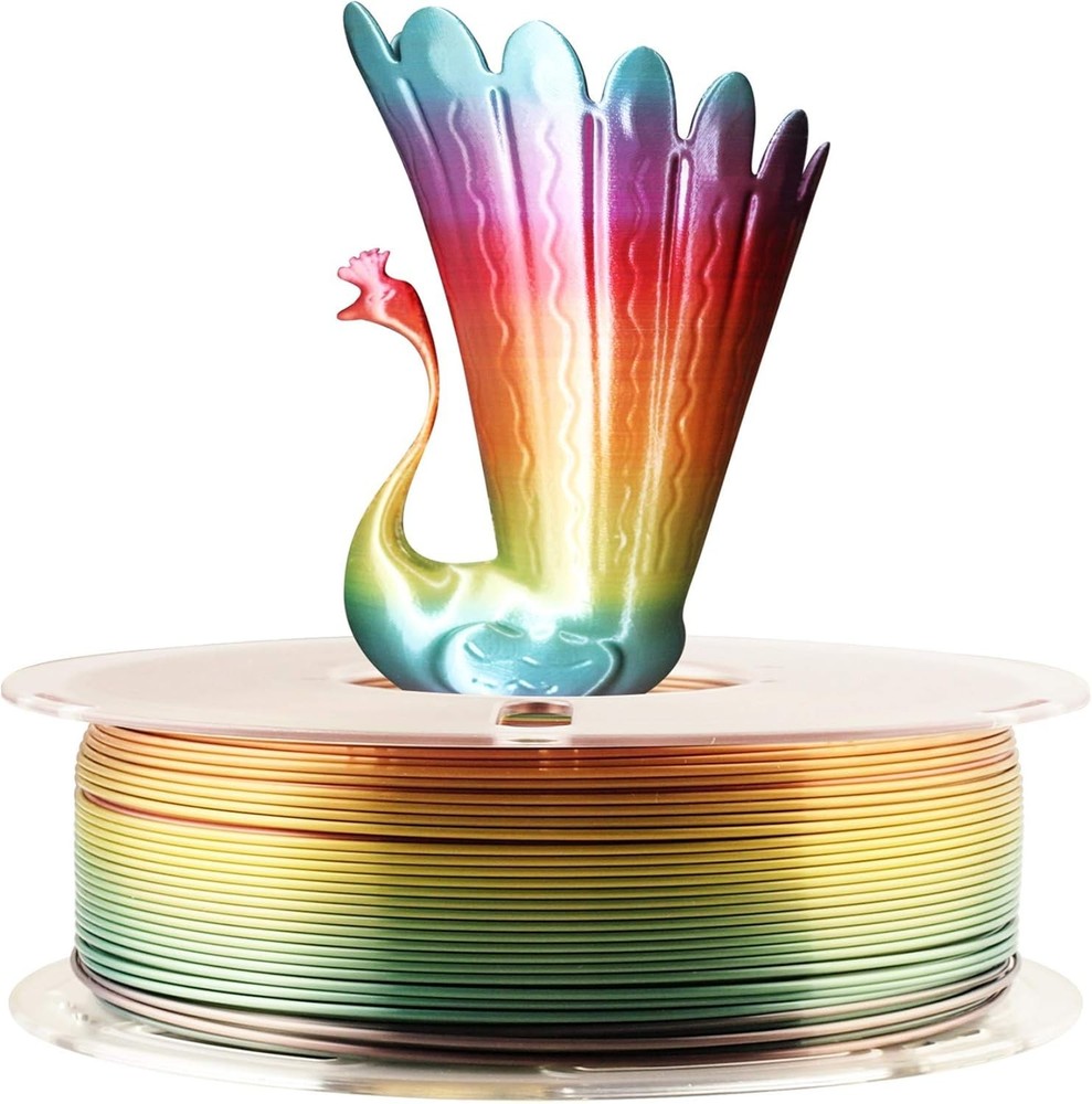 Silk Shiny Fast Color Gradient Change Rainbow Multicolored 3D Printer PLA Filame