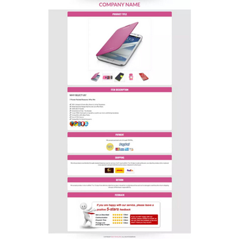 eBay Mobile Responsive Template Auction Listing Professional 2025 Design HTML