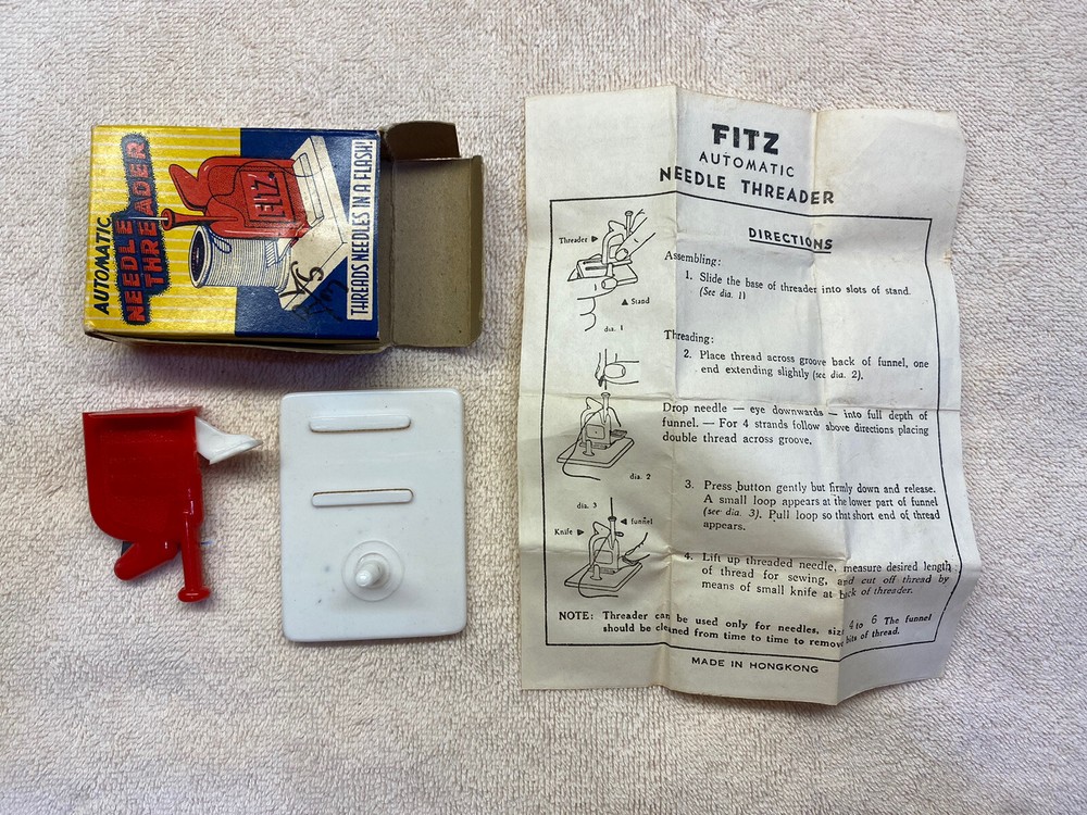 VINTAGE NEEDLE THREADER  FITZ AUTOMATIC  ORIGINAL BOX WITH INSTRUCTIONS