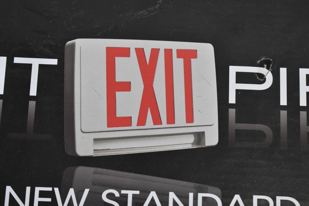 Light Pipe LED Exit Sign White Housing Red Remote Capable Universal Double Face