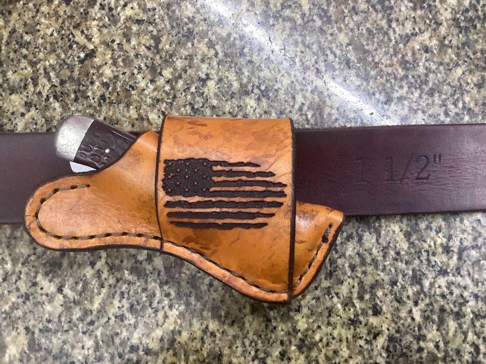 Leather Folding Knife Sheath Horizontal for Trapper Size (Sheath Only)