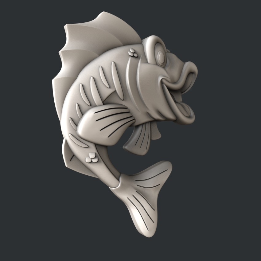 3d STL models for CNC, Artcam, Aspire, relief fish