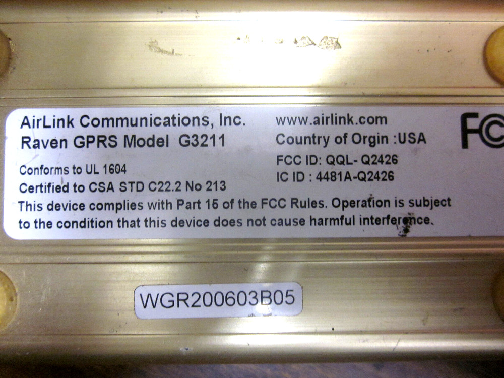 Airlink Communications Raven GPRS G3211 Wireless Cellular Data Modem