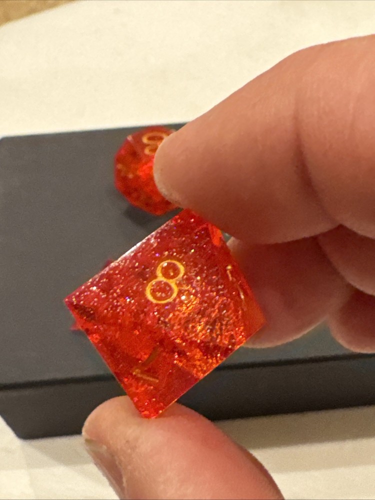 FugaCity D&D Dice Set “Red Paper” Sharp Edge 7 Piece Resin Dungeons & Dragons