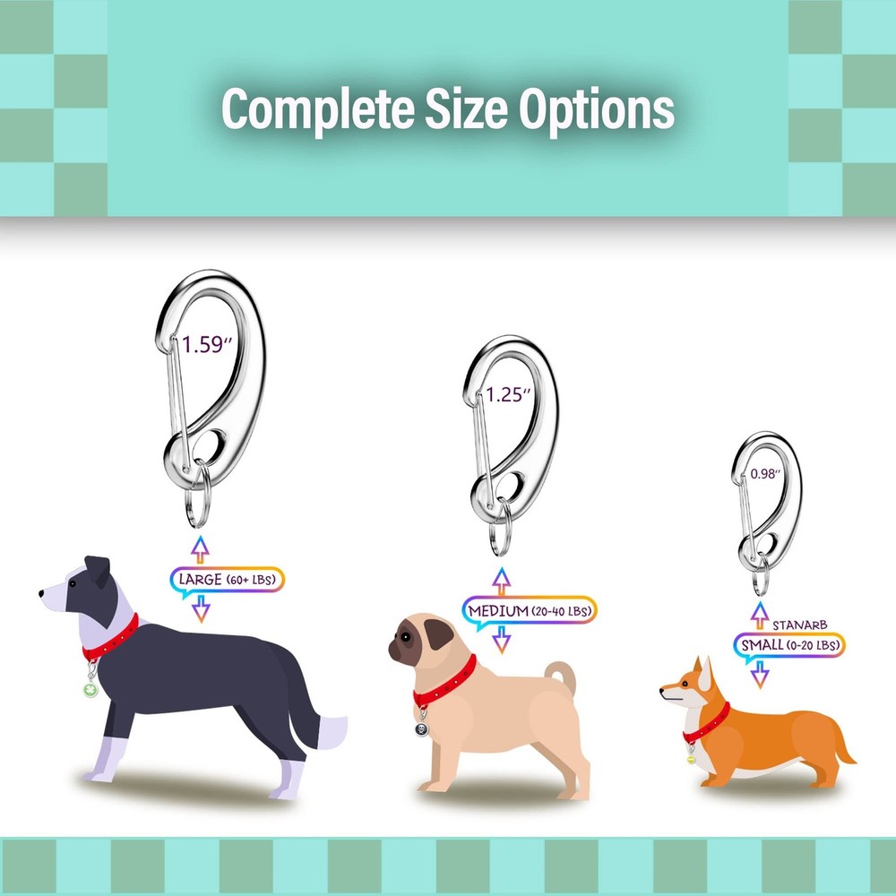 Pet Tag Quick Clip/Spring-Load Hook Combo for Pet ID Tags - 2 Standard