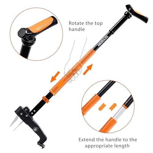 MORAIS Weed Puller Tool, Stand Up Weed Puller Heavy Duty Garden Tool with 4