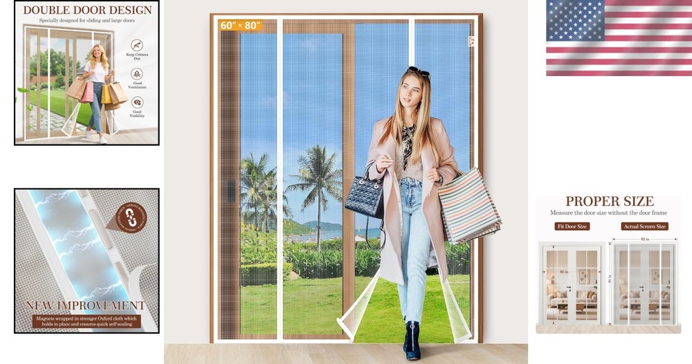 White Polyester Screen Door - Double Door Design