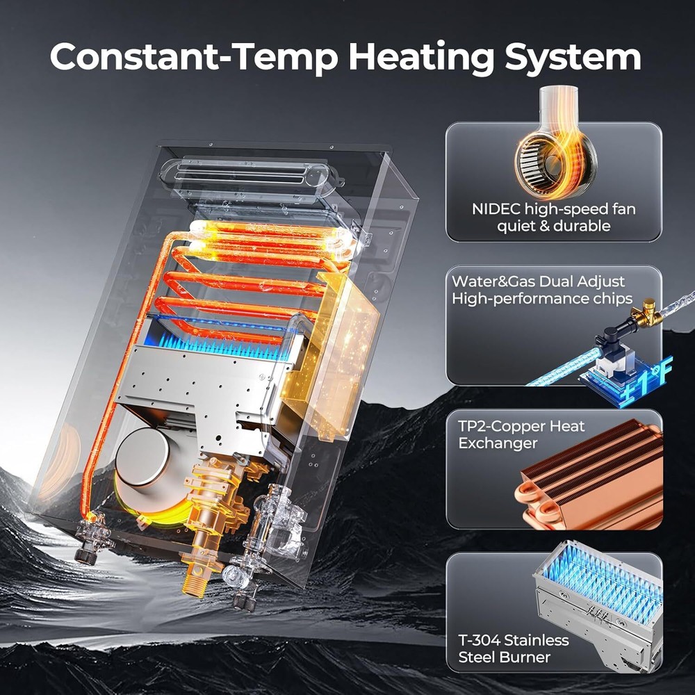 16L Tankless Water Heater Natural Gas Outdoor 120,000 BTU On Demand Hot Water