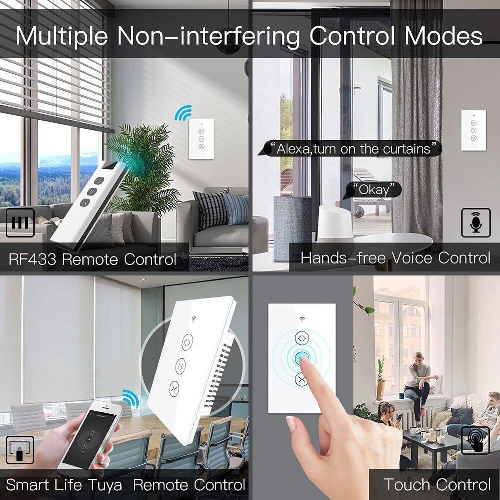 MOES WiFi RF Smart Curtain Switch Roller Blinds Shutter Timer Alexa Google APP