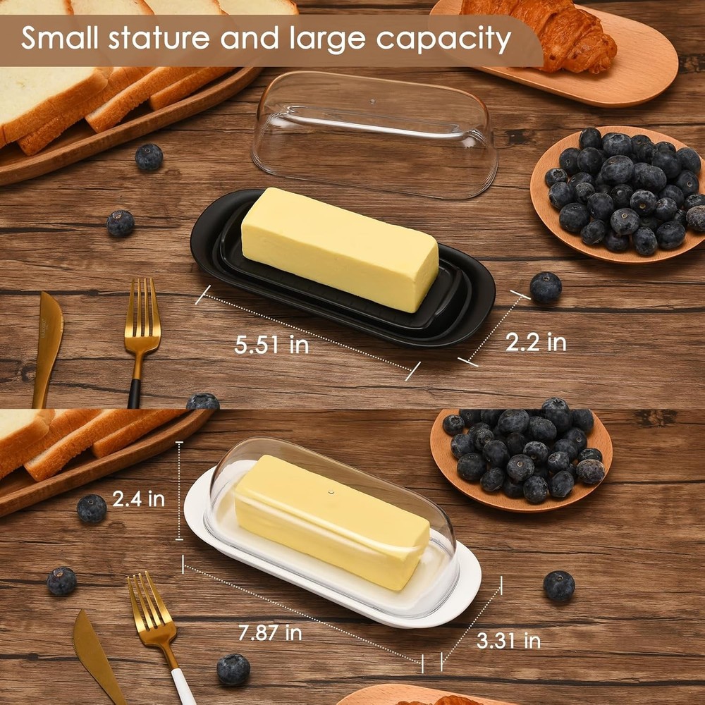Plastic Butter Dish with Lid Airtight White
