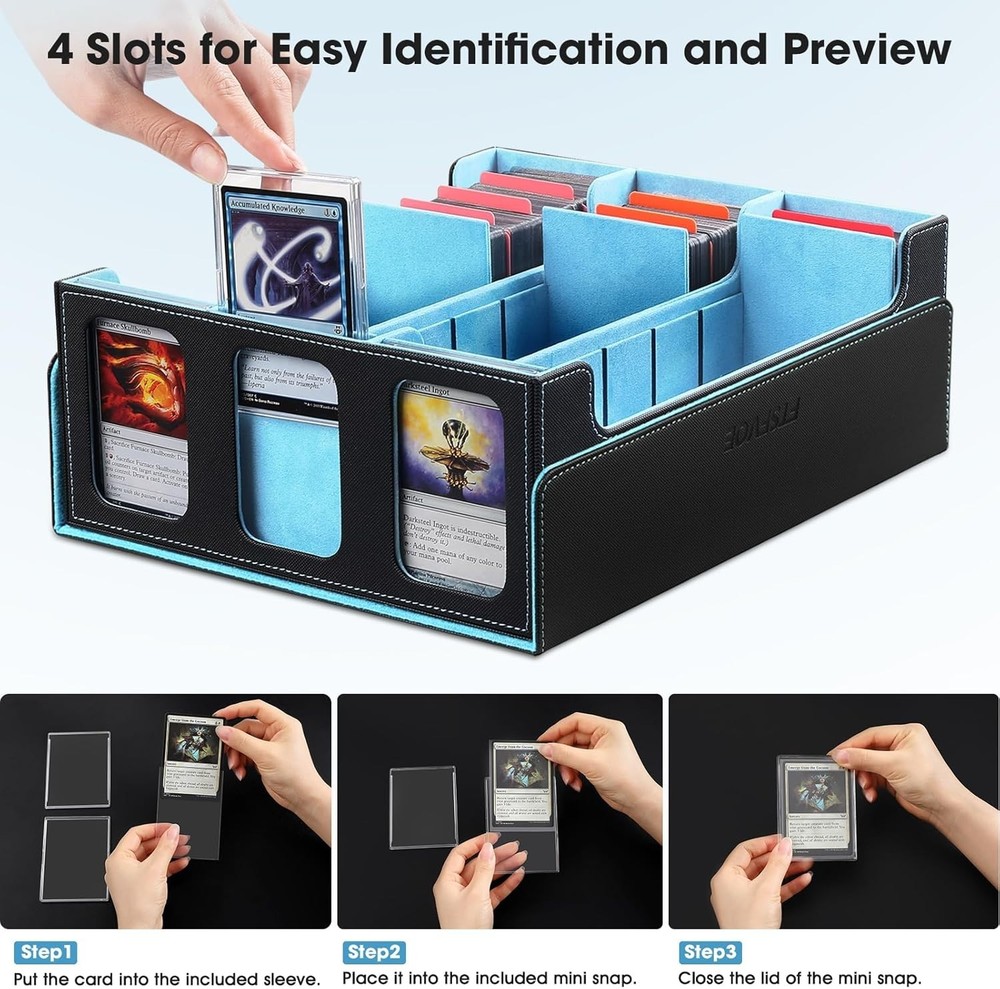 Trading Card Storage Box for Commander - 2400+ Card Deck Box with Removable C...
