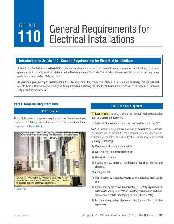 Mike Holt's 2026 Changes to the National Electrical Code Textbook
