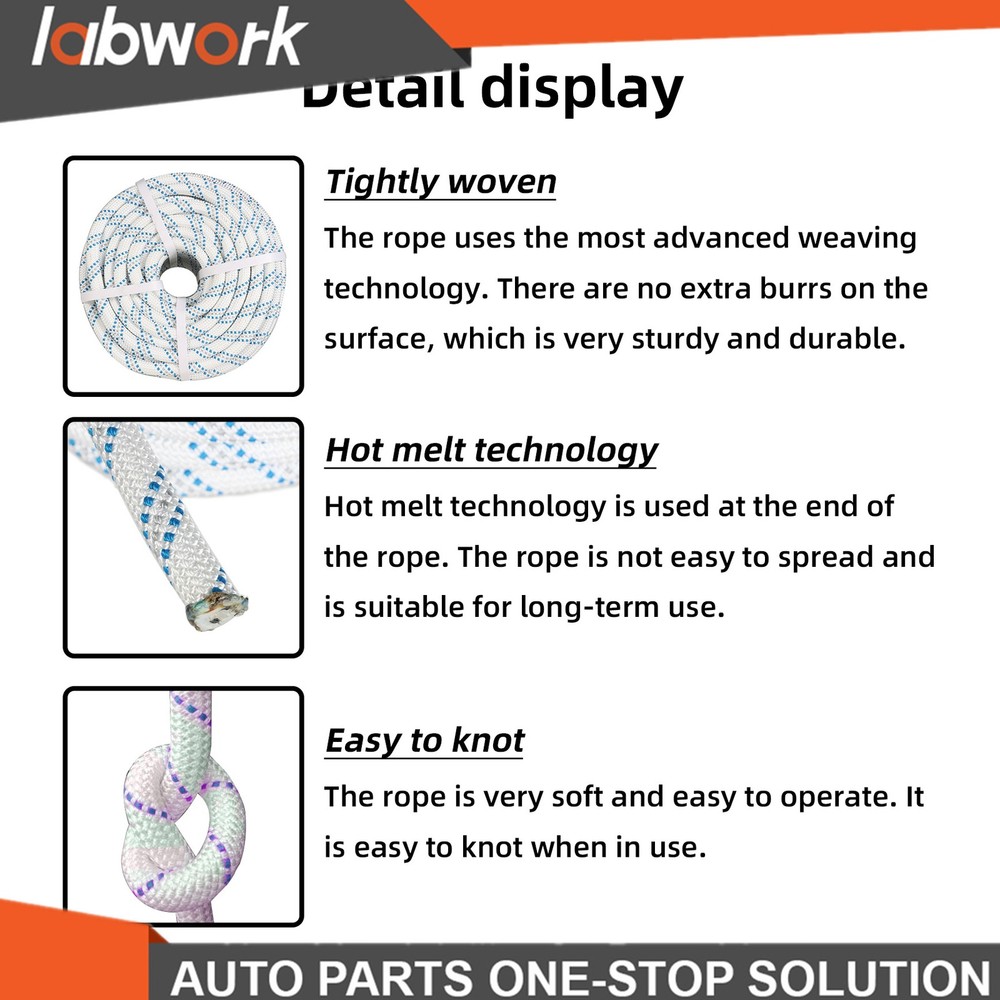Labwork Pulling Rigging Line 5/8"×150' Double Braid Polyester Arborist Bull Rope