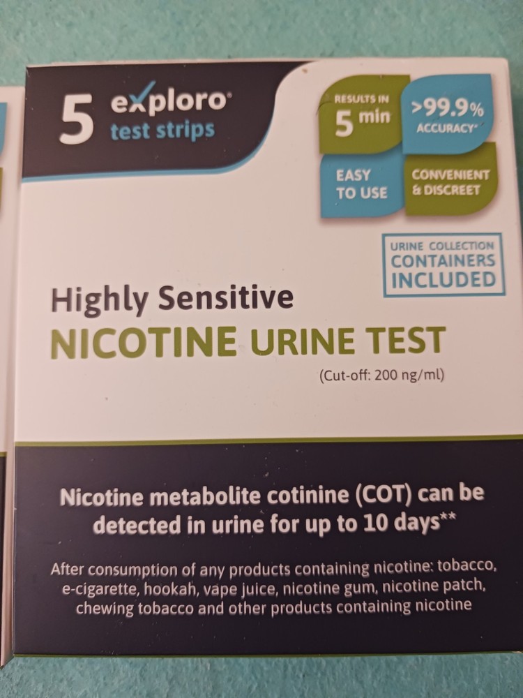 2x Exploro Nicotine Testing Kit at Home, Cotinine Urine Test, Highly Sensitive