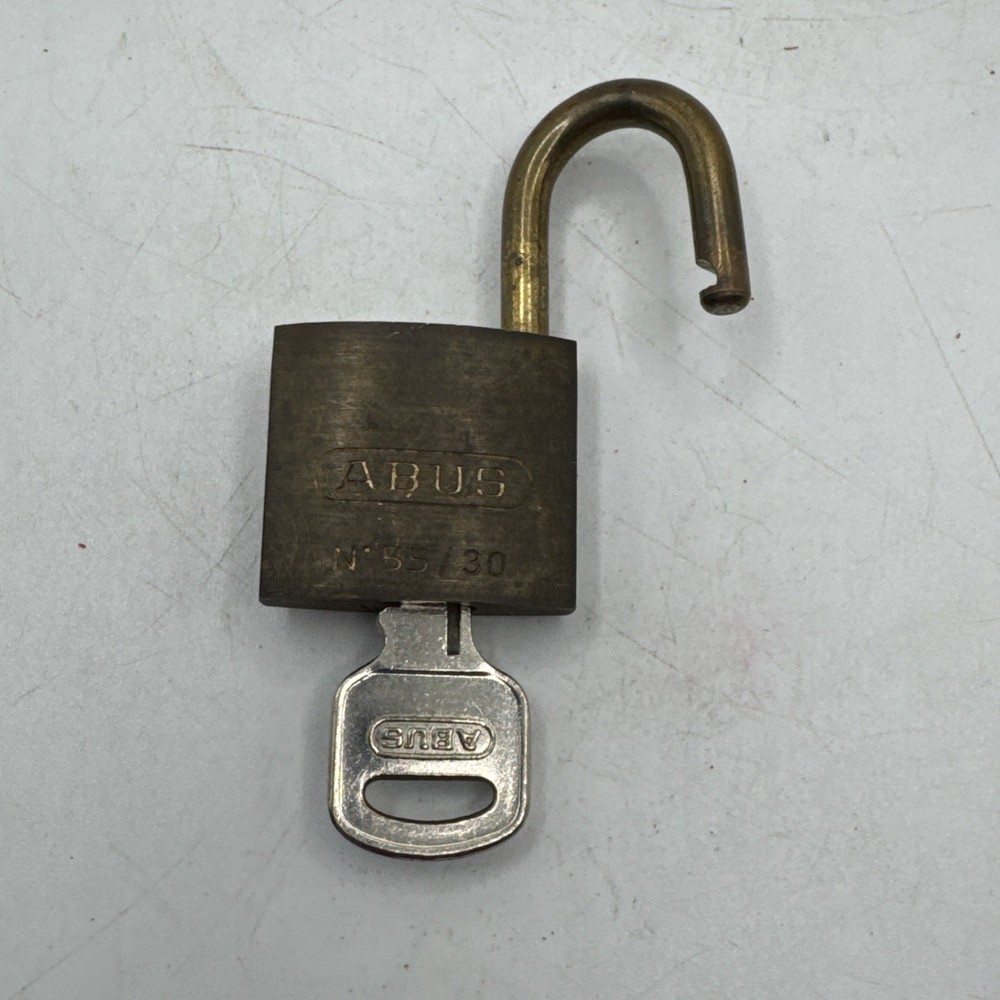 Abus 55/30 Solid Brass Lock Padlock With Key - Works