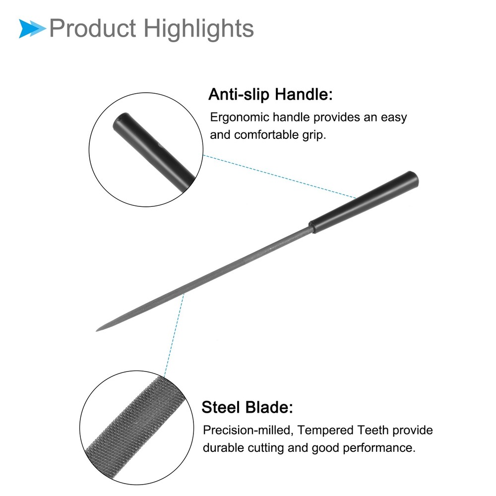 Second Cut Steel Round Needle File with Plastic Handle 4mmx160mm