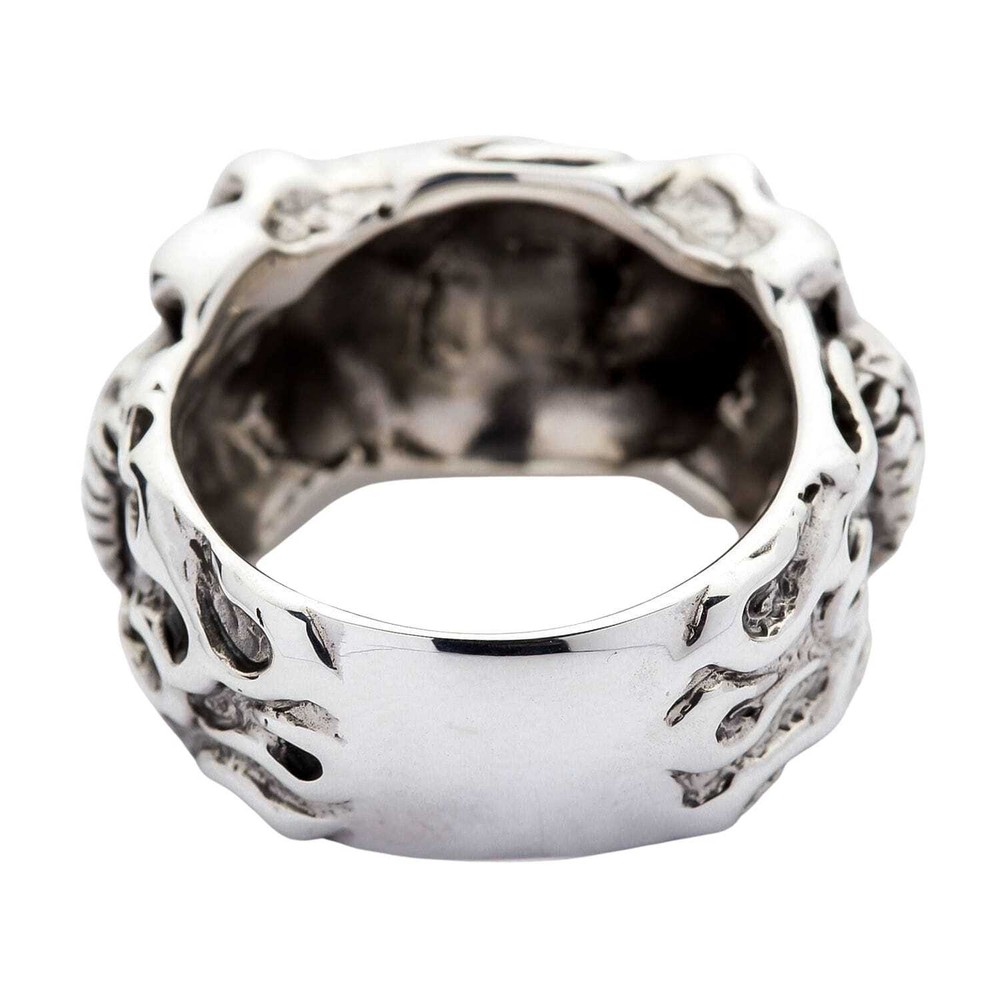 Sterling Silver Roller Skull Biker Ring