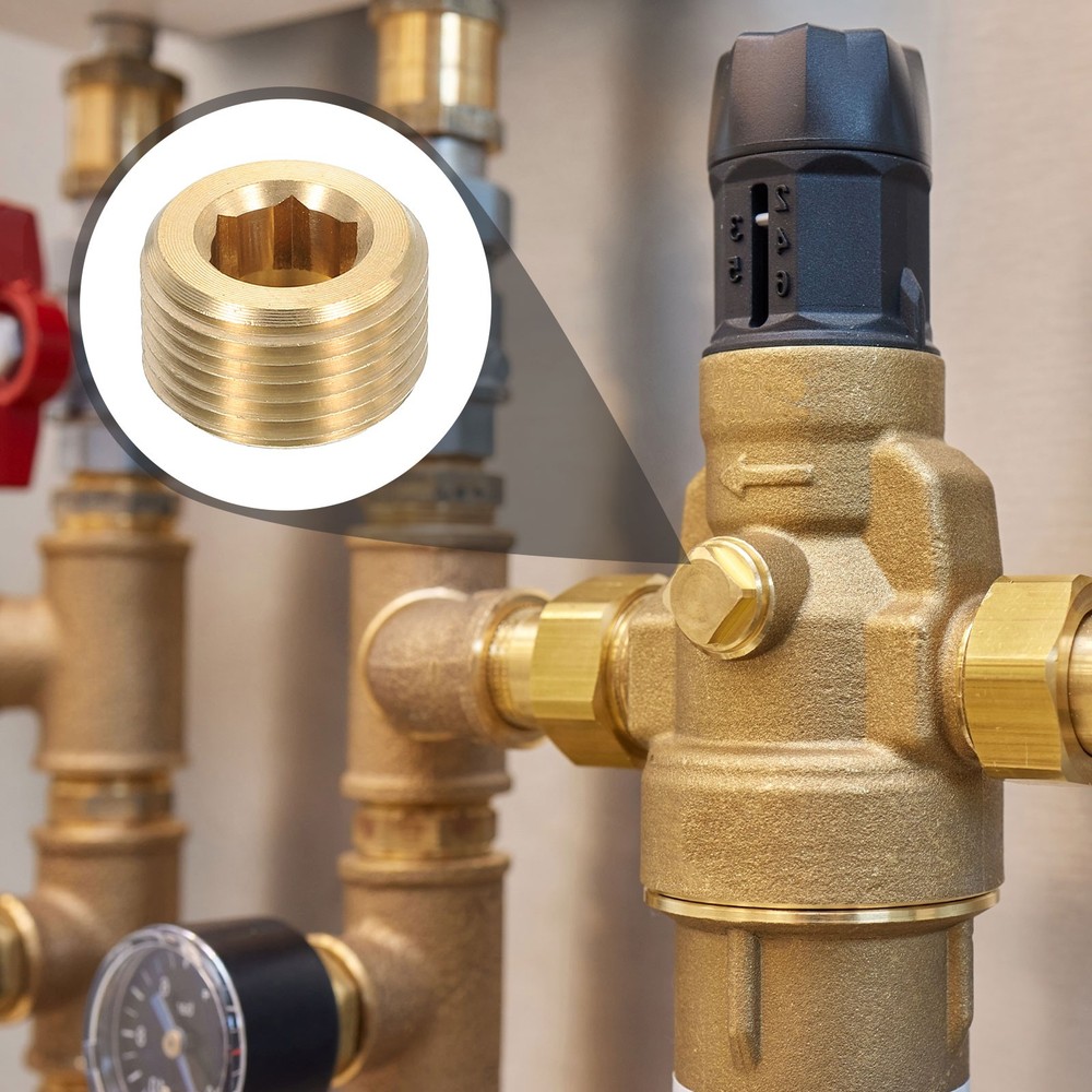 4Pcs Brass Pipe Plug Fitting 3/8" BSP Male Internal Hex Thread Socket Pipe Plug